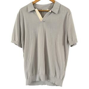 NWT Collars & Co Pure Cotton Short Sleeve Polo Shirt Light Blue Mens Size Medium